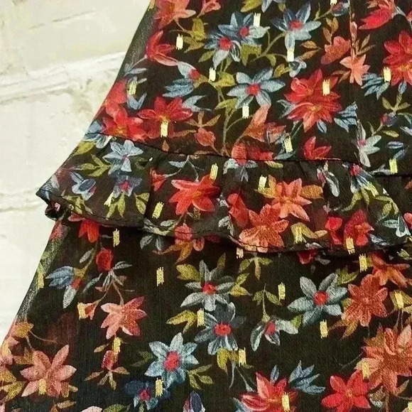 BCX dress black ruffled metallic sheer lined - Picture 6 of 7